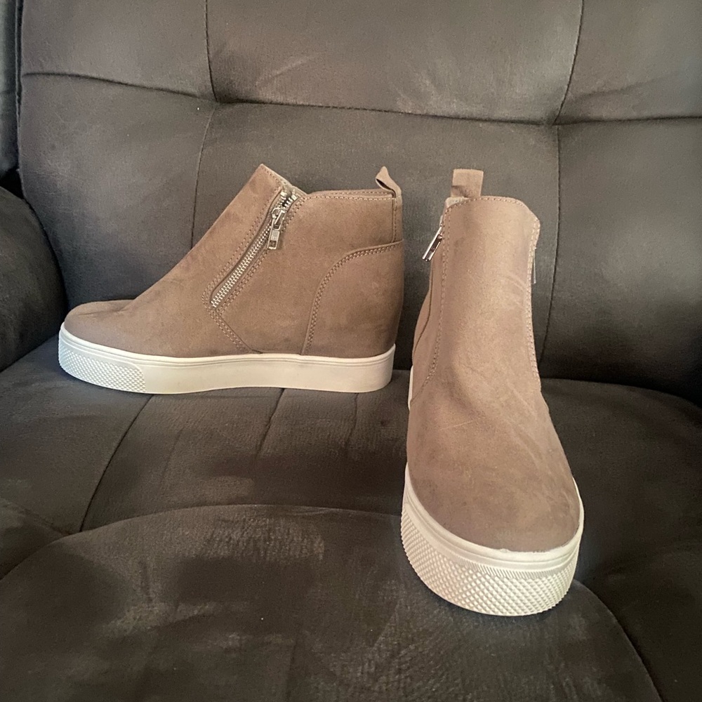 Tan high heel boots